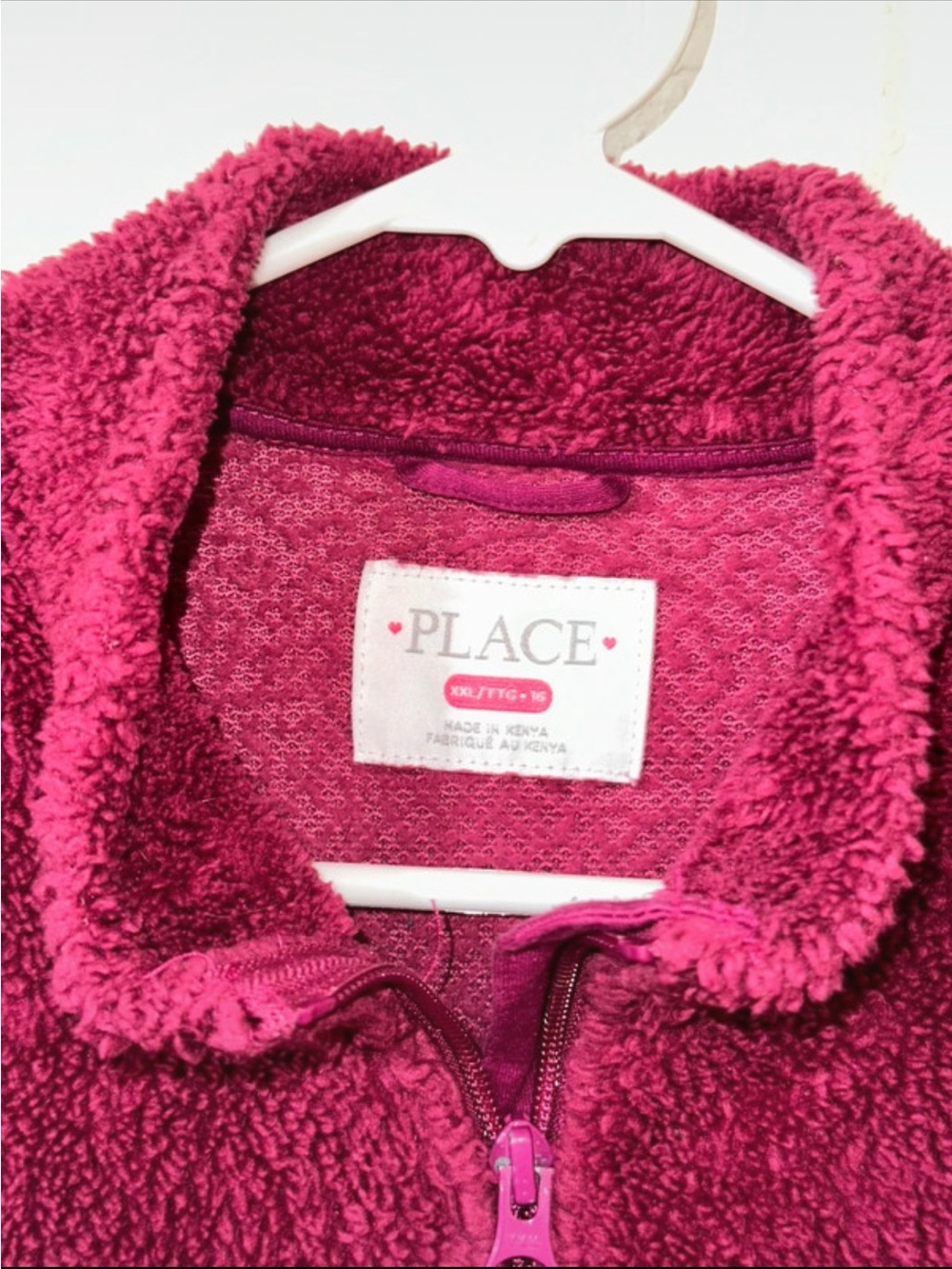 Place Plush Full-Zip Jacket in Deep Raspberry - Picture 2 of 3